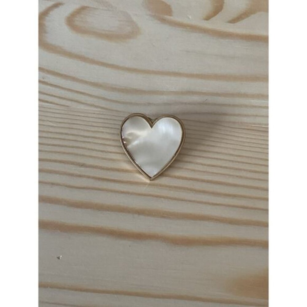 Heart-Shaped Gold & Mother of Pearl Pin Brooch